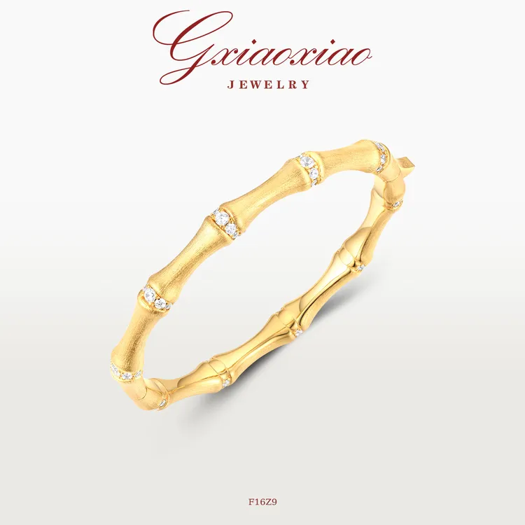 G XIAOXIAO 镀K金 气质高级感经典百搭竹节拉丝手镯 F16Z9