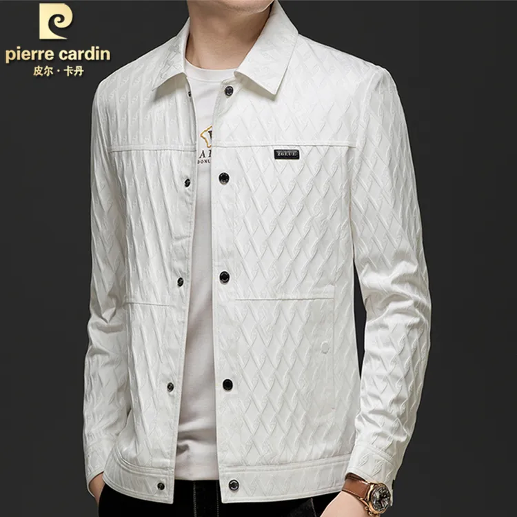 皮尔卡丹高档男士夹克衬衫外套修身百搭时尚2025年新爆款帅气翻领