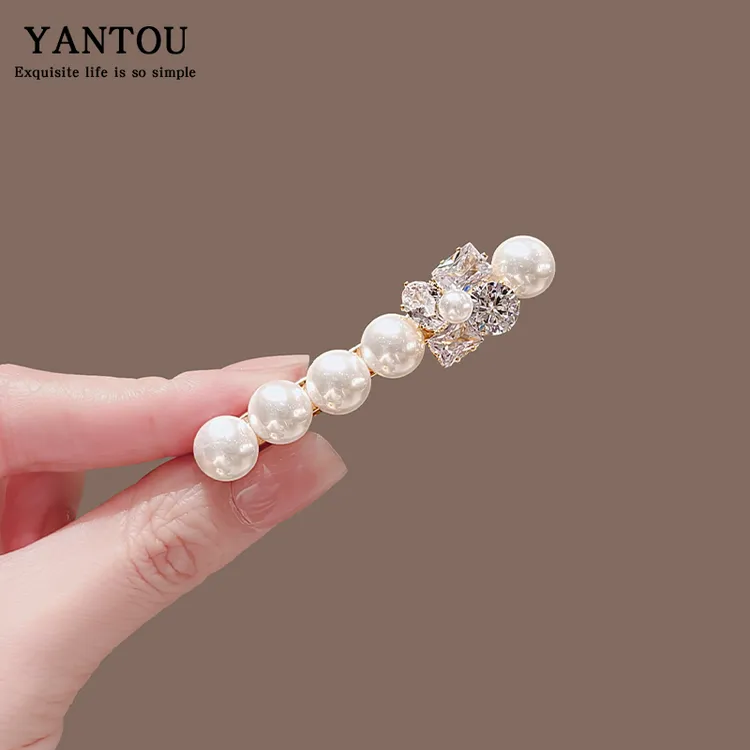 东大门高级法式百搭珍珠水钻小香风侧边夹刘海碎发夹发卡头饰