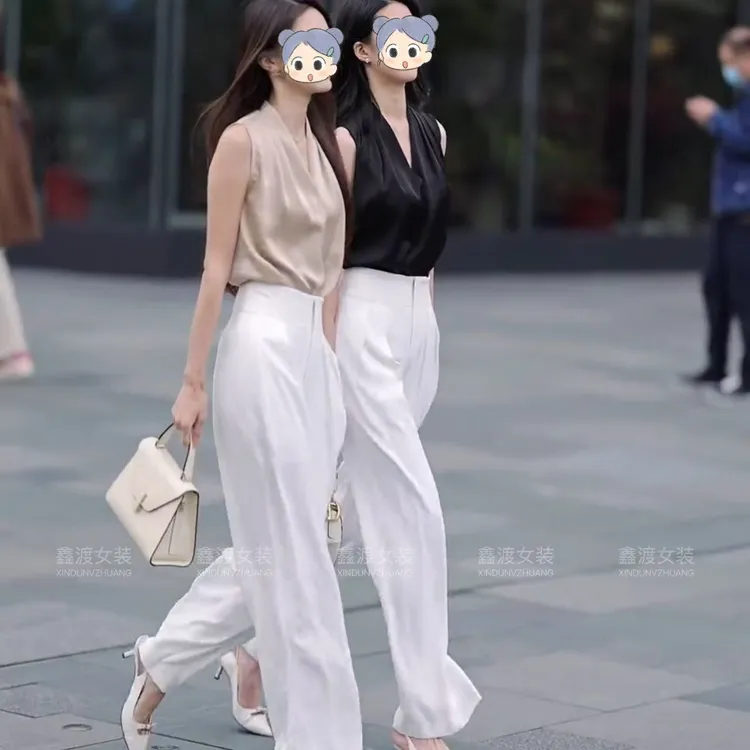 2025夏季新款时尚显瘦气质女士网红洋气两件套百搭款D5618