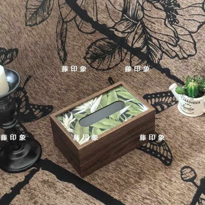 新中式竹叶款抽纸盒客厅饭店酒店卧室边几茶几高档餐巾纸收纳盒