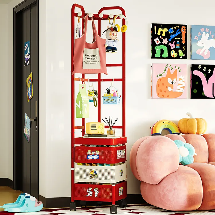 雅图诗置物架多层收纳架高颜值多功能客厅卧室移动落地家用小推车