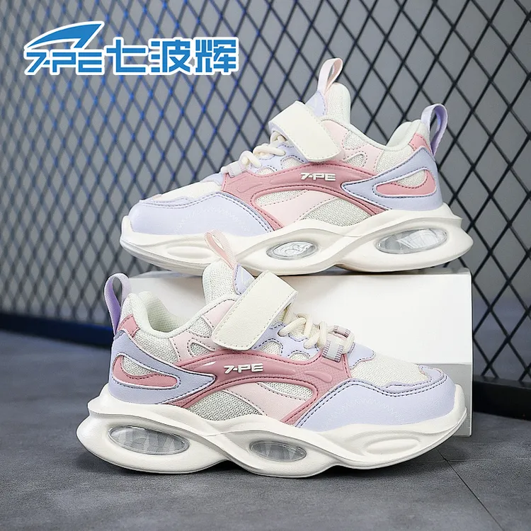 七波辉女童鞋子软底轻便2025秋季新款休闲鞋青少年透气网面运动鞋