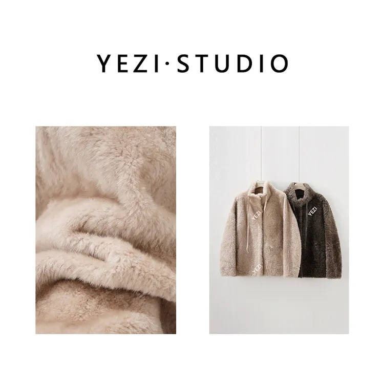 【欧若拉】西班牙琎口皮毛一体立领小卷毛皮草外套25430082