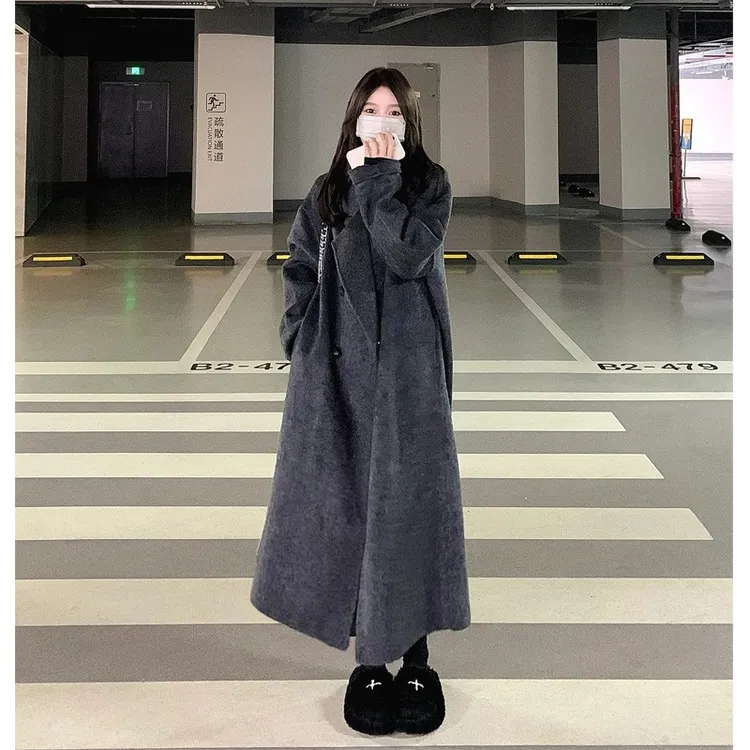 高个子长款加厚毛呢大衣女超长版到脚踝秋冬季高级感长款呢子外套