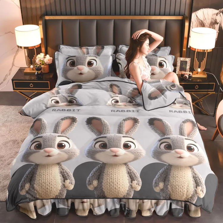 8-9斤5D加厚牛奶绒四件套加厚保暖双面绒床单被套床上用品四件套
