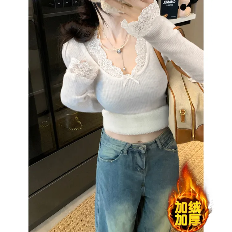 2025秋冬新款紧身辣妹修身纯欲打底衫女内搭加绒加厚百搭长袖T恤