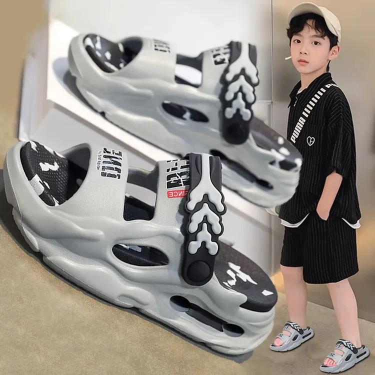 安踏适用男童拖鞋2025新款夏季儿童防滑防臭一字拖大童踩屎感外穿