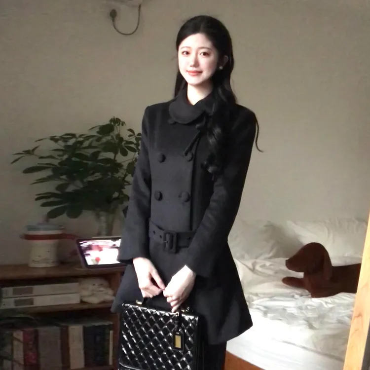 赫本风黑色西装连衣裙子女秋冬季2025新款穿搭小个子千金套装短裙