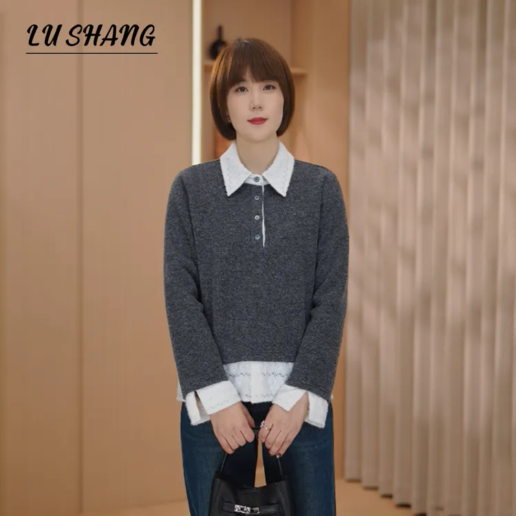 【雪绣花边】蕾丝拼接，加厚翻领！露赏2025冬季设计感显瘦小衫上衣