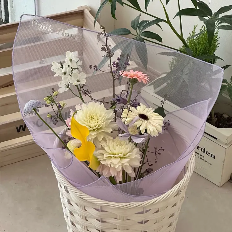 【花寻礼韵】新品网纱简边方纱花束包装纱网简约塑形花艺包花材料商品图