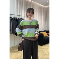 【Da Wang】圆领宽松撞色条纹慵懒感毛衣针织衫