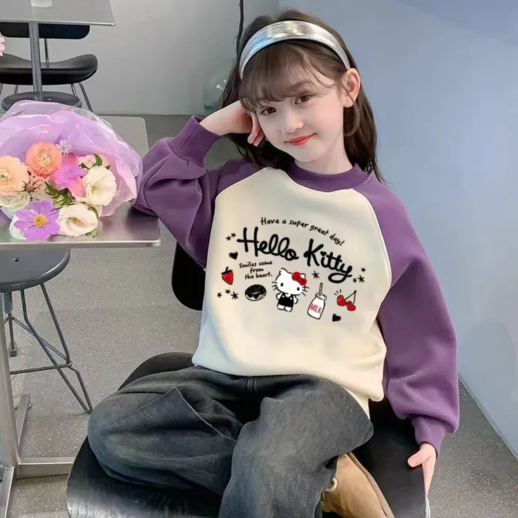 女童卫衣秋冬款2025新款洋气时尚童装潮流女童加绒衣服儿童上衣