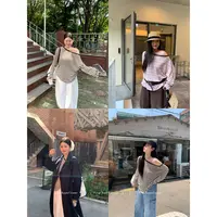 知葵微胖定制【条纹爱好者】韩系斜肩条纹长袖T恤+中裤12253T9484