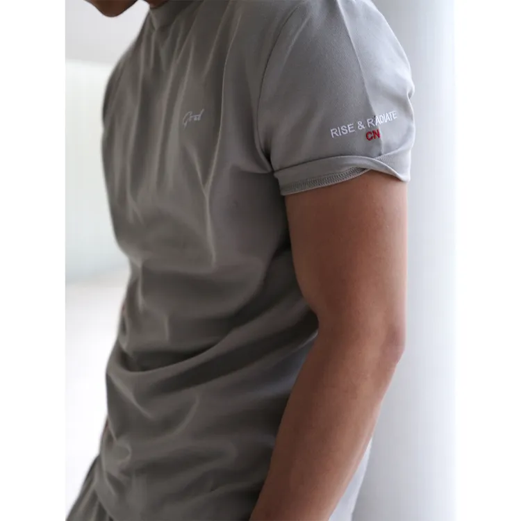 GTAL美式标语刺绣短袖单向导速干凉感透气T恤运动健身冰皮上衣