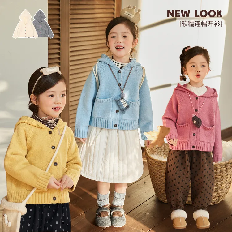 小O宝OKIDS童装 宝宝温暖柔软2025新款冬季女童针织开衫 OD594115