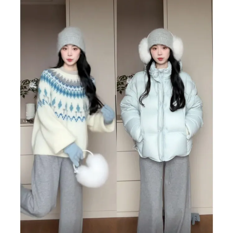 MARIE.COCO韩版棉服女秋冬季新款宽松毛衣加厚时尚保暖面包服外套