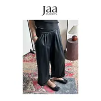 『JAABEEN』25AW秋冬花朵变皮裤休闲裤阔腿直筒裤小众 25CK034