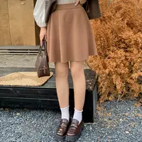 大码女装松紧腰a字裙女短裙2024秋款胖mm百搭宽松针织半身裙22686