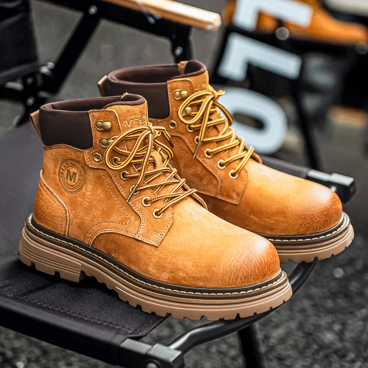 2025秋冬男生真皮复古厚底防滑马丁靴增高男士大黄靴复古工装靴