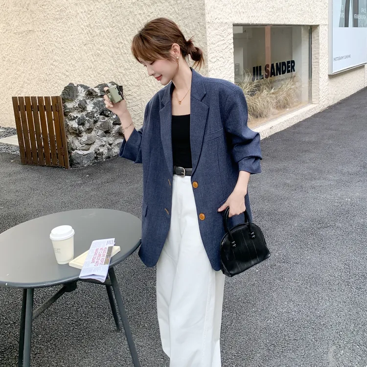韩系氛围感气质显瘦百搭上衣女2025秋季新款高级感慵懒风西装外套