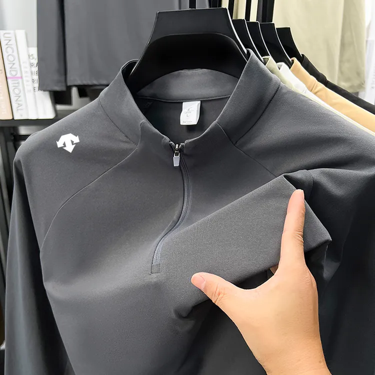 奥特莱斯撤柜迪桑家男士长袖T恤半拉链春秋休闲运动长袖上衣运动