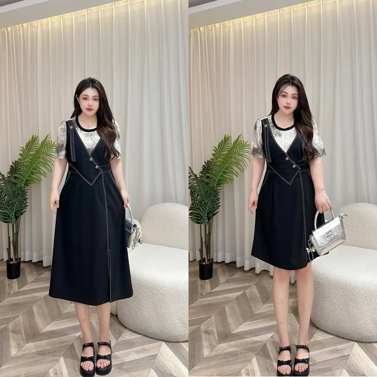 【玲胖胖 魅力磁场】新款宽松时尚百搭女显瘦大码连衣裙LPP61752