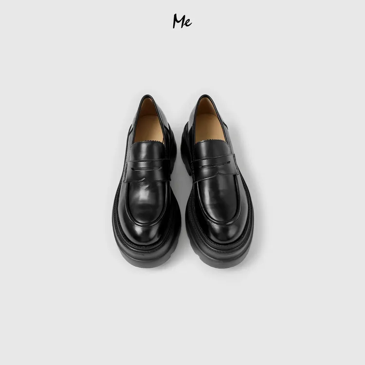 ME【真皮厚底乐福鞋】重磅光面小牛皮复古百搭时尚休闲鞋子MESA3377