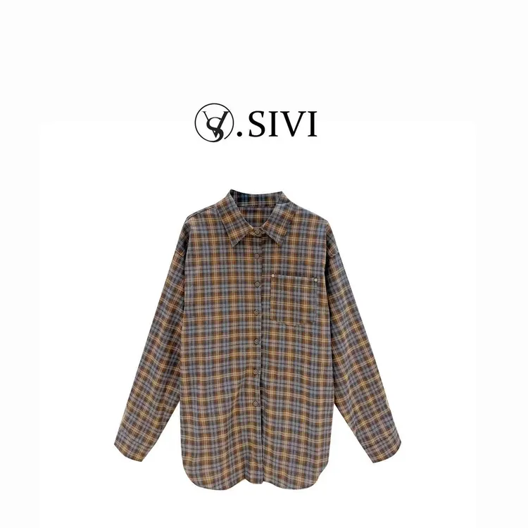 熙薇【楚水寒烟】2025早秋时尚百搭宽松休闲新款长袖衬衣H3779