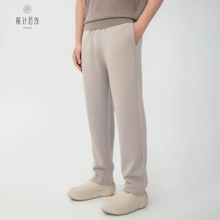 【可机洗】100%纯羊毛直筒休闲裤男款秋冬宽松卫裤男士针织纯色保暖