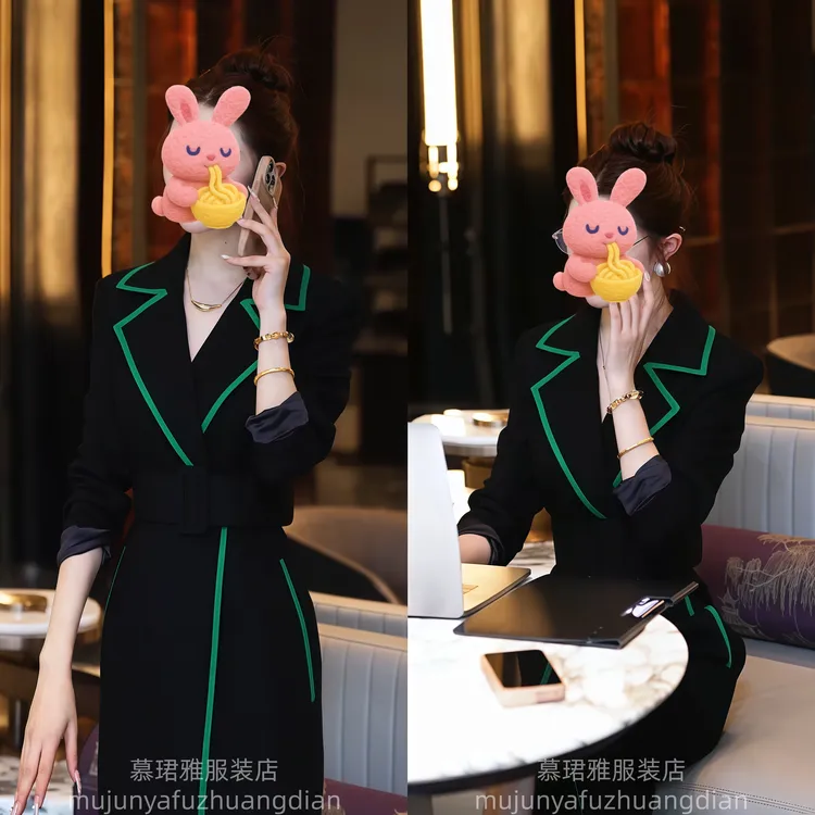 2025秋季新款气质时尚百搭收腰连衣裙