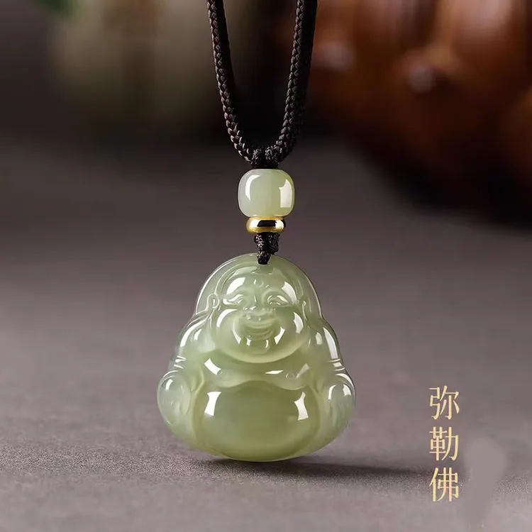 天然和田玉佛公吊坠弥勒佛笑口常开玉石颈饰女款珠宝玉器挂件保真