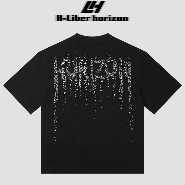 H-Liber horizon/重磅26S双纱300克纯棉【钻落地平线】美式重磅T恤