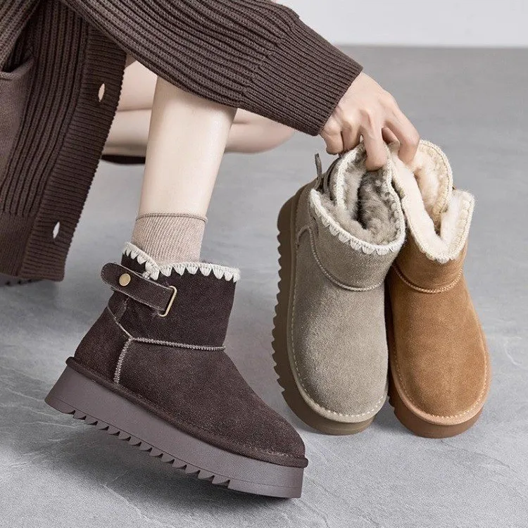 厚底增高雪地靴女2025秋冬季新款爆款加绒加厚保暖勃肯棉鞋