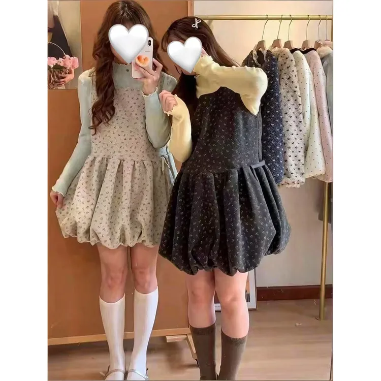 【冯七七】慵懒风甜美蕾丝静奢风女孩休闲风时尚套装连衣裙裙子