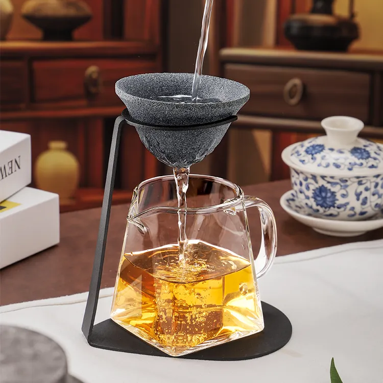 矿石无孔茶漏过滤器家用茶滤茶具配件茶滤茶漏一体公道杯分茶神器商品图