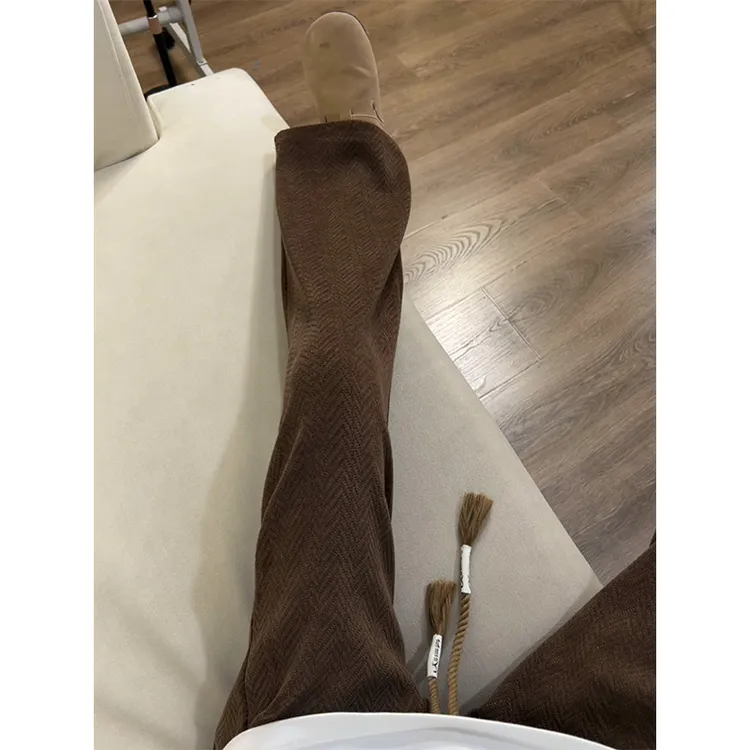 美式人字纹褶皱裤子男秋冬潮牌垂感工装伞兵裤美拉德直筒休闲长裤