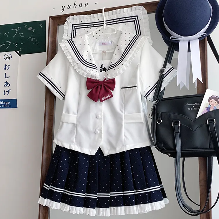梨筏信【轻音少女】原创正品jk制服夏套装日系学院风收腰波点水手服