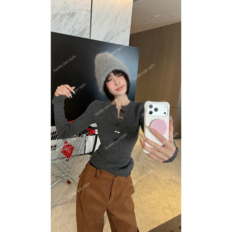 【AYOBE】小贤    随性洒脱低调有品位牛角扣上衣小众内搭百搭时髦