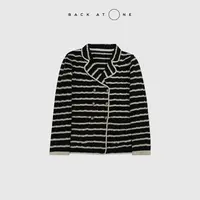 BACKATONE “香榭巴黎”  时尚百搭羊毛条纹针织西装 BFF-1AS058H-K