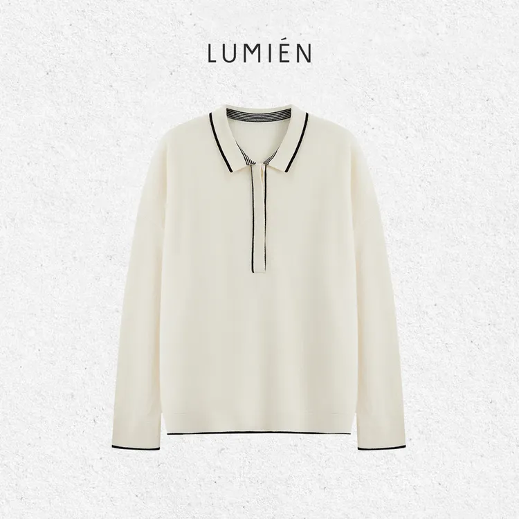 【LUMIEN 新品】polo领羊绒羊毛撞色针织衫打底衫LX5HSS065