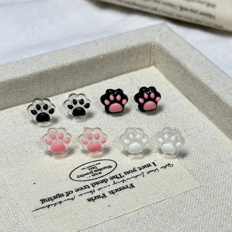 非金属树脂耳饰 超萌猫爪树脂耳钉养耳洞小巧可爱ins甜美百搭耳环