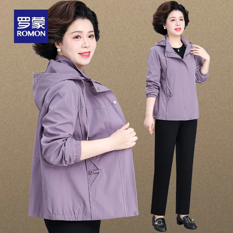 罗蒙中年妈妈秋装韩版洋气派克服夹克风衣外套中老年女春秋冲锋衣