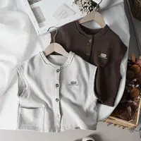 原创新品~韩版儿童森系马甲背心男女宝宝休闲字母坎肩马夹外套