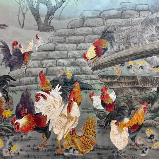 精品 绢本 工笔 八尺 百吉图 纯手绘国画