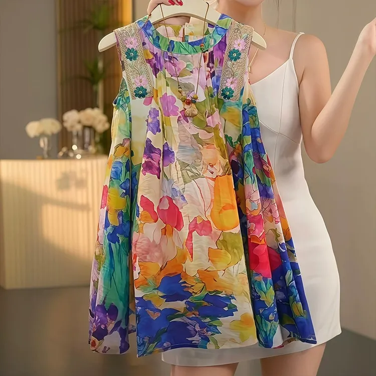 女童连衣裙夏季2025新款儿童无袖背心裙夏装女孩超好看度假沙滩裙