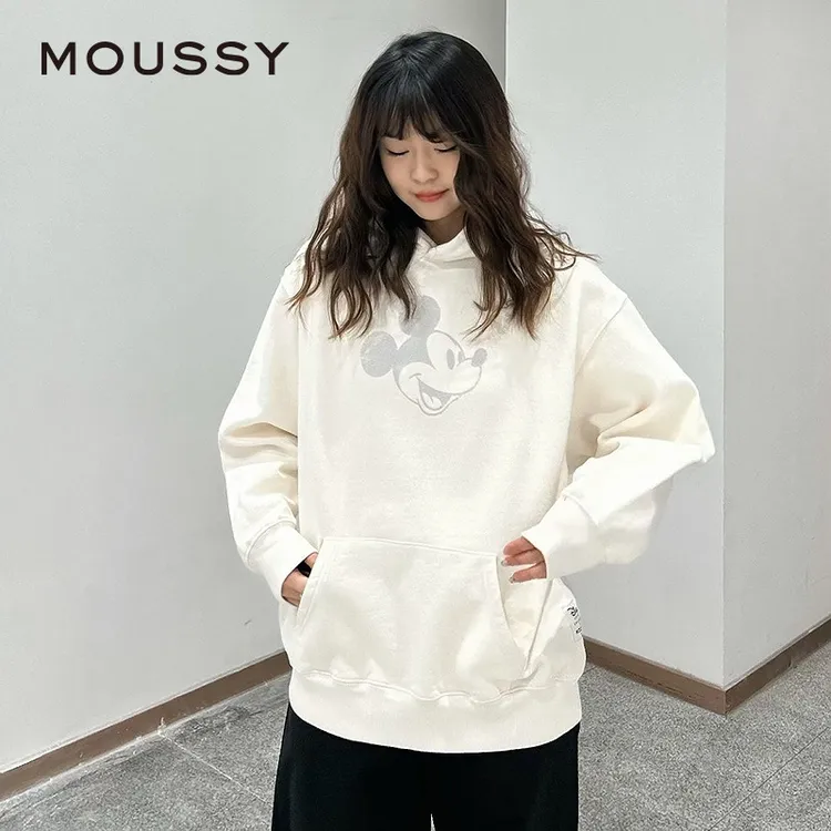 【商场同款新品】moussy 迪士尼联名米奇连帽卫衣女010ISY90-3481