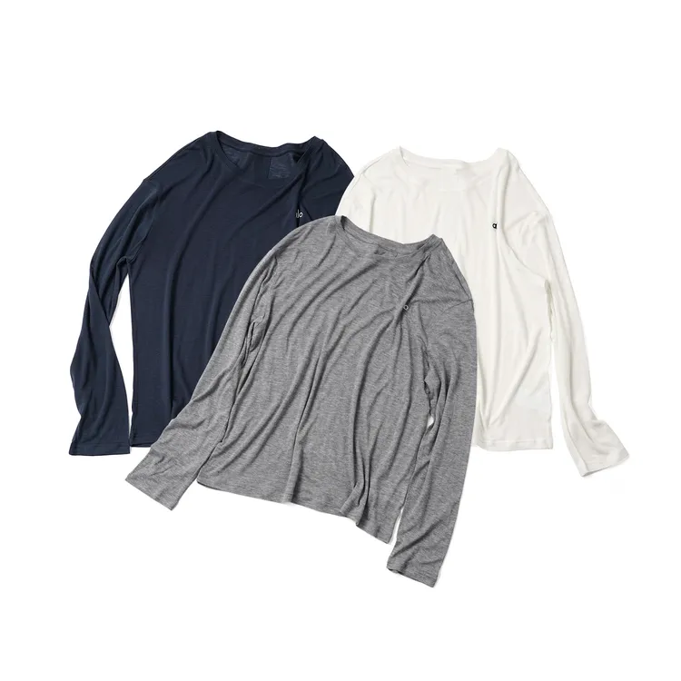 【圆领字母刺绣长袖】莱赛尔+绵羊毛 CXCL57301早秋显白舒适T恤