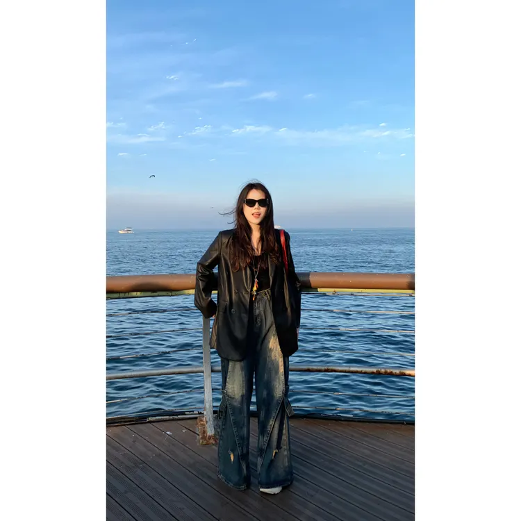 【笑笑专属】网红休闲大码爆款PU皮衣西装外套女炸街复古韩系胖mm