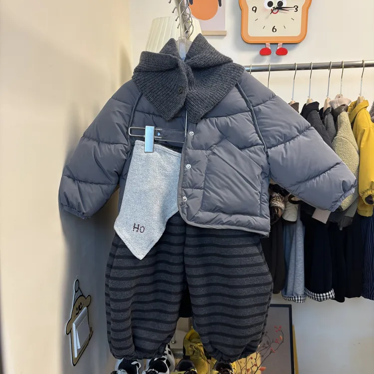 韩版童装男童外套2025新款秋装洋气宝宝保暖棉服女童短款棉袄